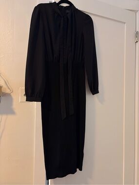 Ted Baker Black Long-Sleeve Tie-Neck Dress